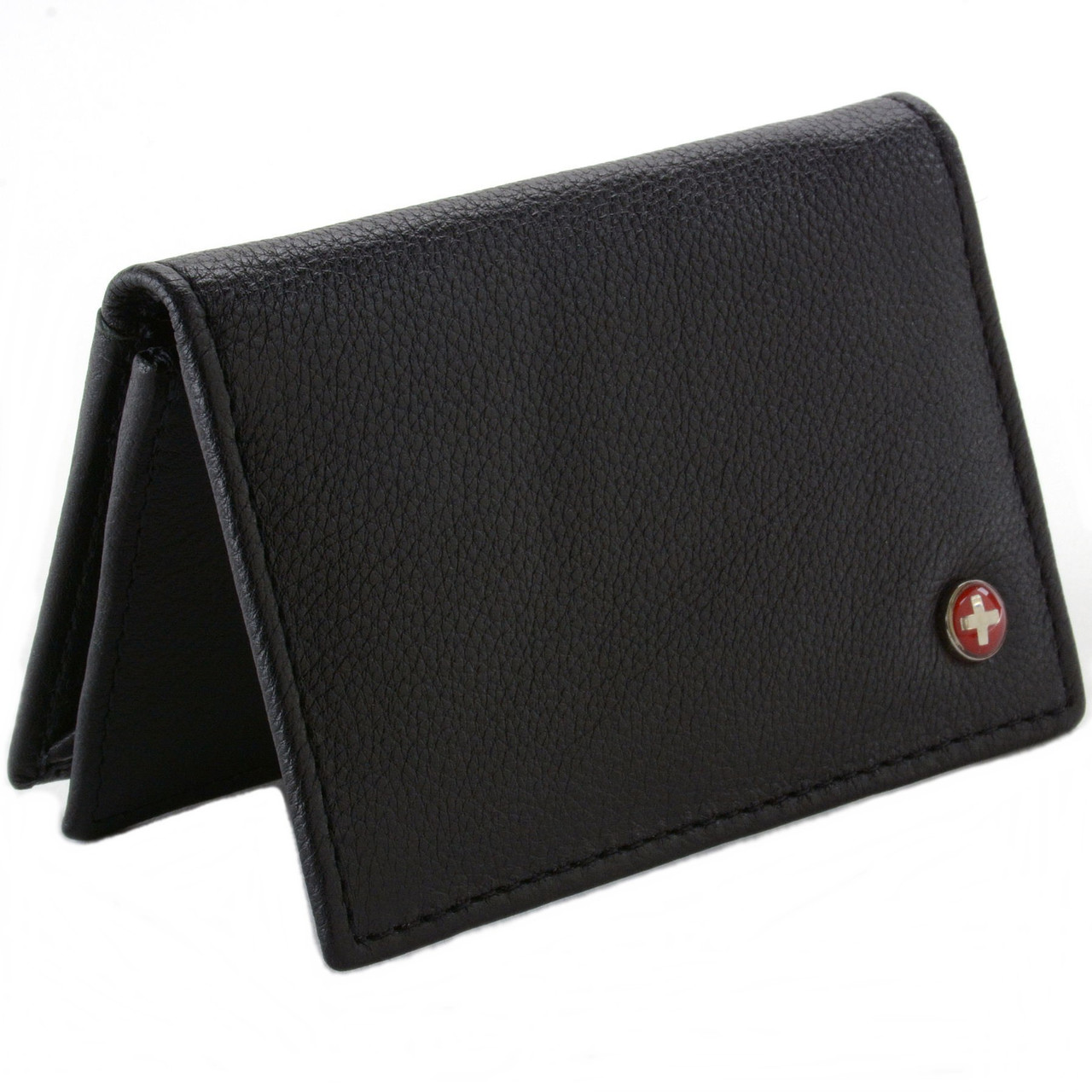 Alpine Swiss Genuine Leather Thin Business Card Case Minimalist